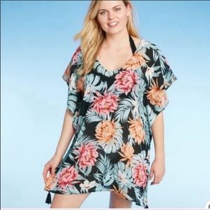 Kona sol tropical print cover up size Large